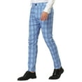 thumbnail image 4 of INSPIRE CHIC Men's Formal Color Block Slim Fit Flat Front Plaid Dress Pants, 4 of 6