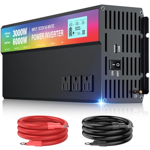 Inversor de corriente HONOURLIGHT de 3000 W, 6000 W, pico, 12 V a 110 V AC