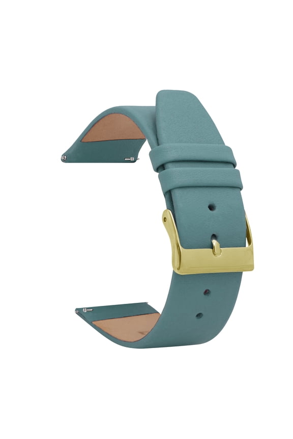Quick Release Leather Watch Band - Baby Blue - Classic - Slim Replacement Watch Strap for Classic and Smart Watch Bands - Gold Buckle - 20mm Watch Bands for Men
