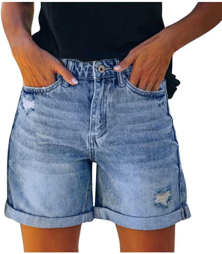 Summer High Waist Denim Shorts Women 