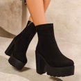 thumbnail image 4 of Wensltd Mid Calf Boots for Women Round Toe Chunky Heel Autumn Winter Comfort Boots for Office Casual Wear, 4 of 4