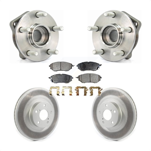 Transit Auto Front Hub Bearing Assembly Coated Disc Brake Rotors and Ceramic Pads Kit for Car 2009 Subaru Legacy 3.0 R with 3.0L with 292mm Diameter Rotor KBB-114760