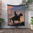 thumbnail image 3 of Usa, Shell, Wyoming. Hideout Ranch Cowboy On Horseback. Pr,Mr, Woven Blanket, 3 of 4