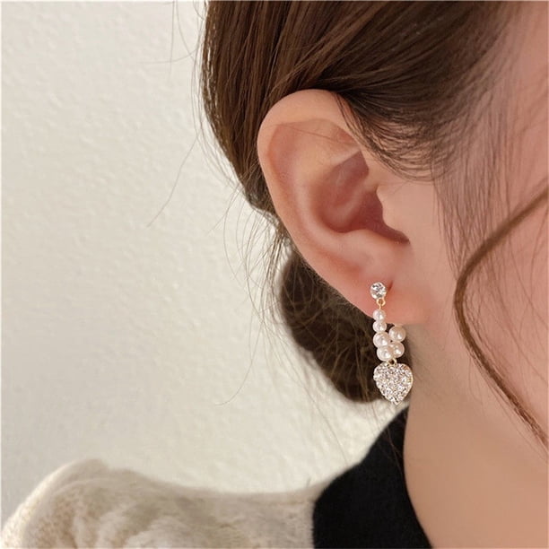 Pendientes para mujer, regalos para mujer, pendientes de corazón de circonita brillante, pendientes de corazón, pendientes de cristal de circonita en forma de corazón para mujer, pendientes para niña,