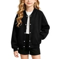 thumbnail image 2 of MKOSPLRT Kids Button Down Jackets Lightweight Bomber Jacket Coats Long Sleeve Solid Casual Sweatshirt Outerwear with Pocket 4-15 Years, 2 of 6