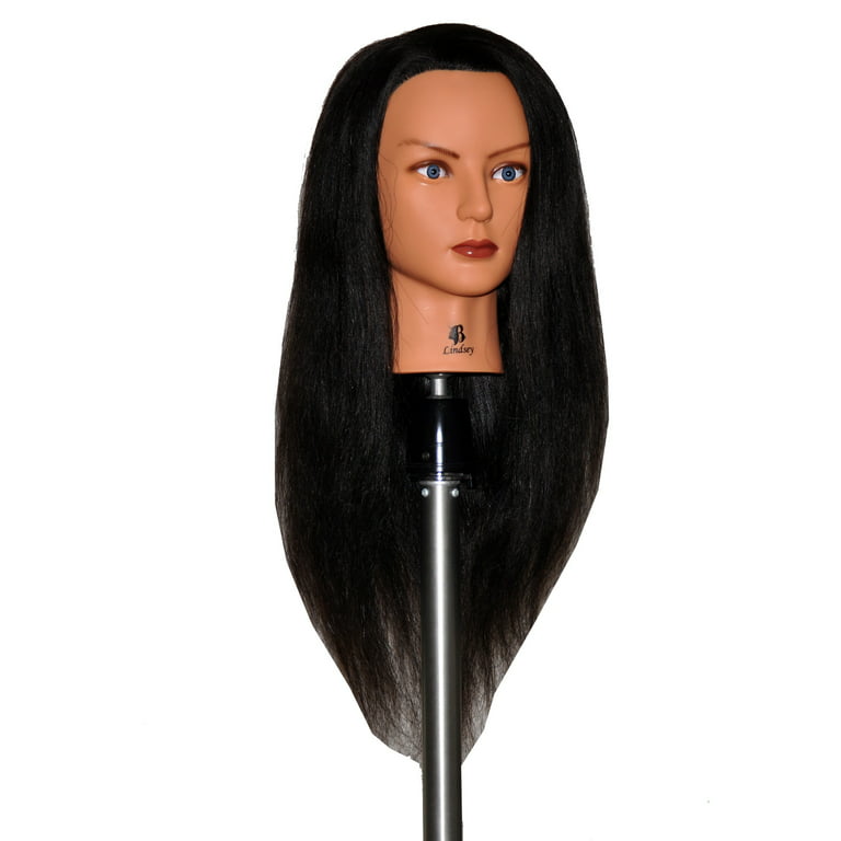 Bellrino 24 Cosmetology Mannequin Manikin Training Head with Human Hair - Lindsey (Clamp Holder Included)