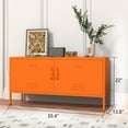 thumbnail image 6 of Wide Lockable Metal TV Stand with Accent Cabinet Locker, Heavy Duty Entertainment Center for Bedroom, Adjustable Shelves & 2 Doors, Multifunctional Storage Cabinet for Home 22"H X 35.4"W X 13.8"D, 6 of 9