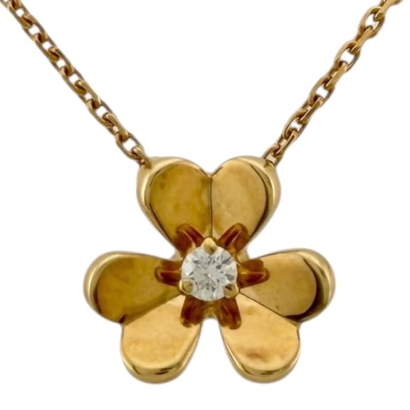 Pre-Owned Van Cleef & Arpels Frivole Necklace, 18K Pink Gold Diamond Necklace for Women, Flower...
