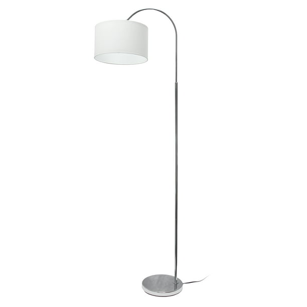 Simple Designs Arched Brushed Nickel, Floor Lamp With White Shade