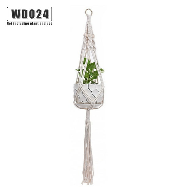 Yuarrent Cestas colgantes 100 hechas a mano, soporte para plantas, macramé, colgador de plantas, maceta para colgar en la pared interior, soporte para Jardín y Patio No.24 Yuarrent HA001777-24