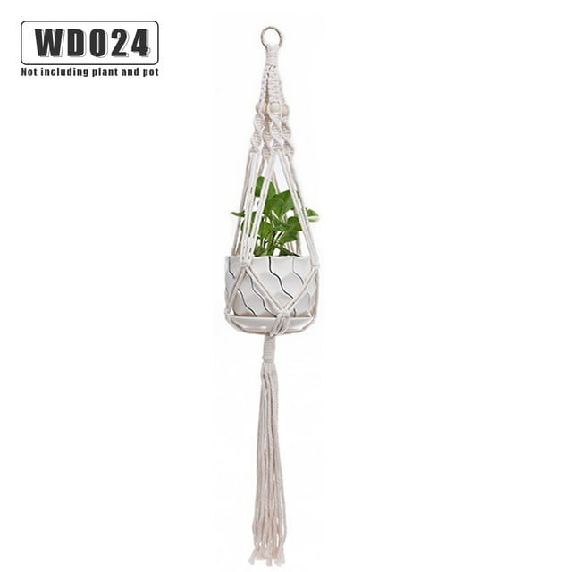 Yuarrent Cestas colgantes 100 hechas a mano, soporte para plantas, macramé, colgador de plantas, maceta para colgar en la pared interior, soporte para Jardín y Patio No.24 Yuarrent HA001777-24