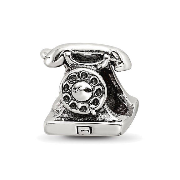 925 Sterling Silver Oxidized Reflections SimStars Telephone Bead Charm 8.18x8.18mm Wide Pendant Necklace for Women