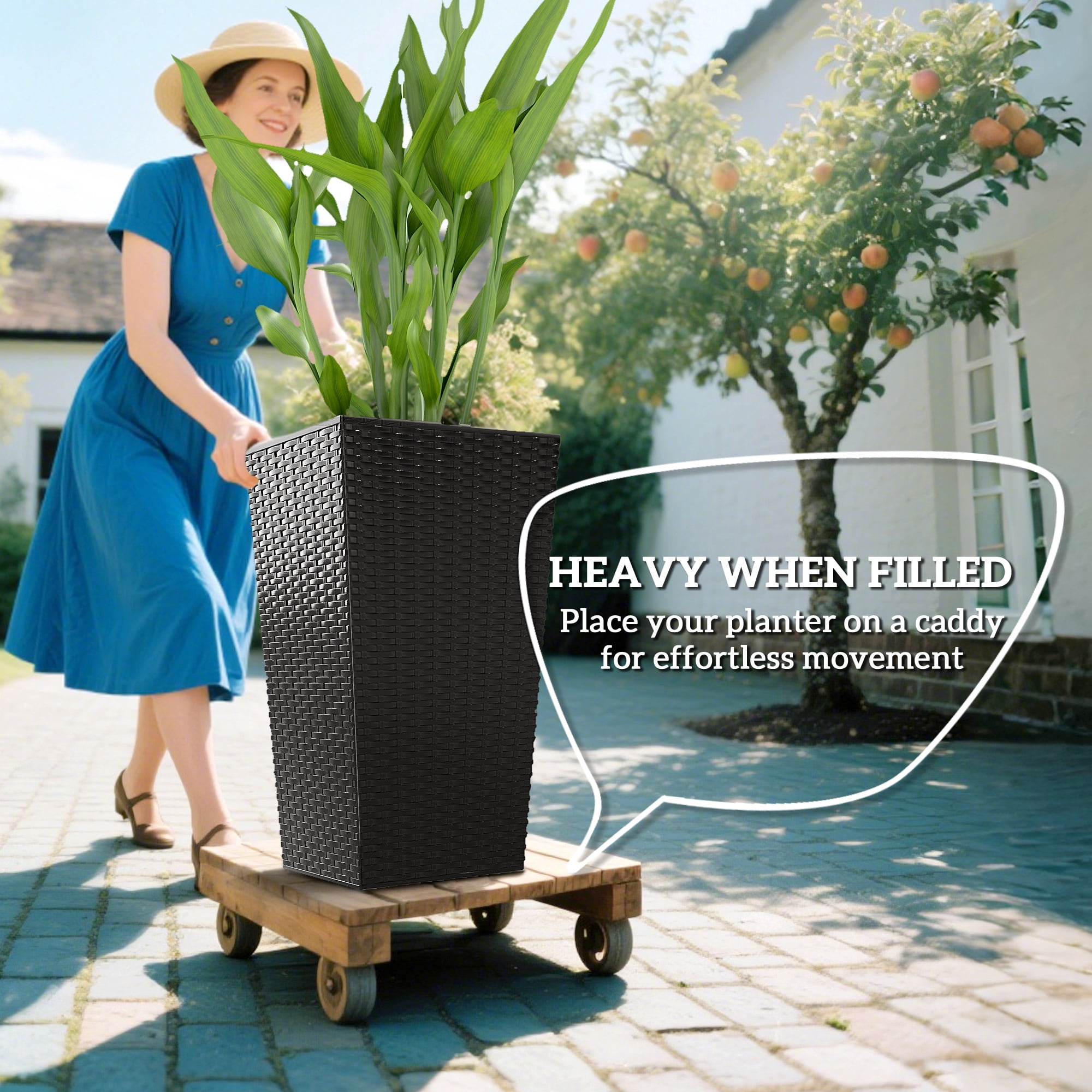 Plant Pots, Tall Planters for Indoor Outdoor Plants Set of 3, Taper Planters with Drainage Holes, for Indoor Outdoor