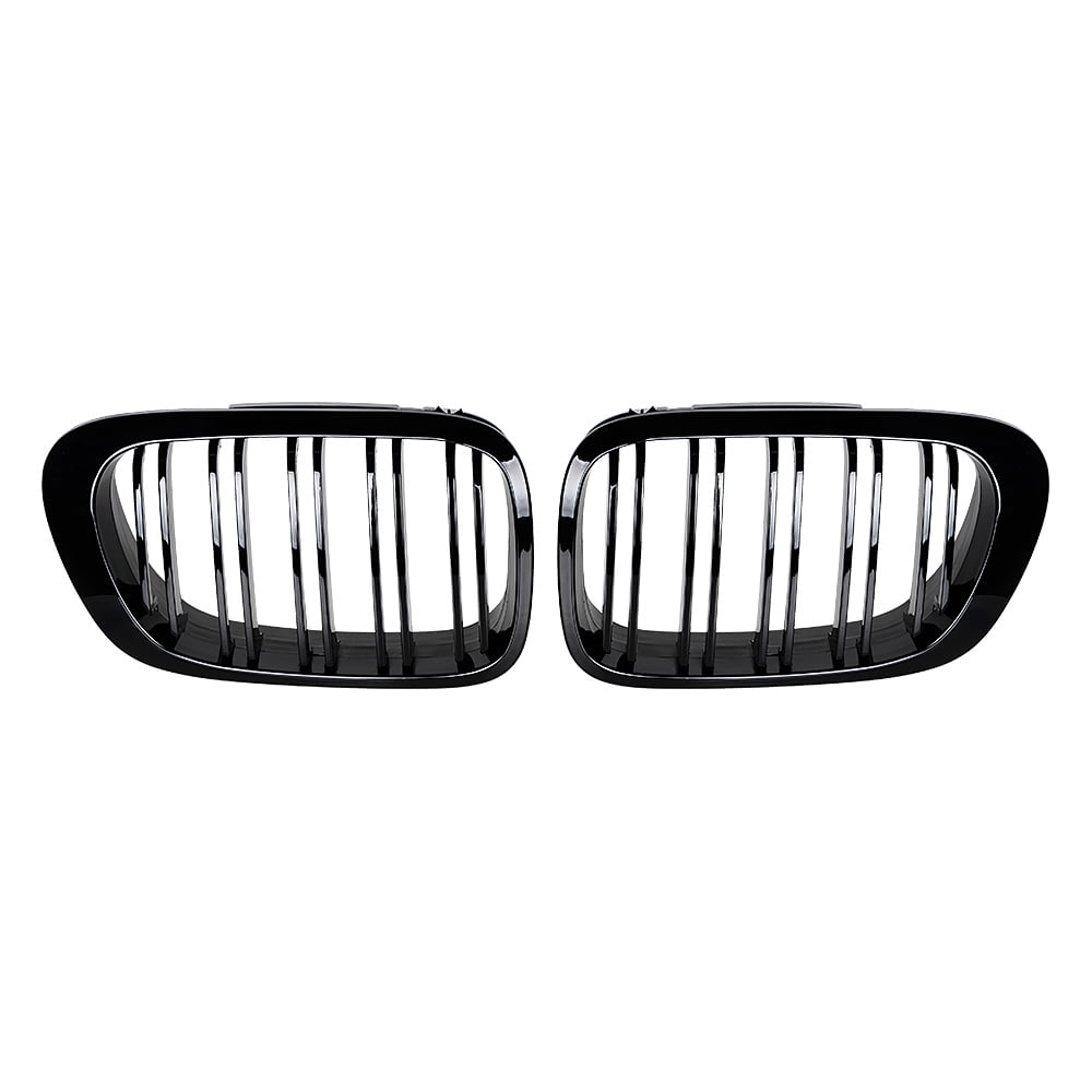 Astra Depot Gloss Black Dual Slats Front Kidney Grill for BMW E46