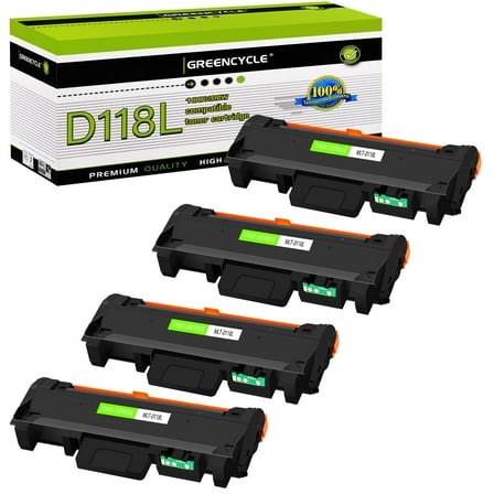 GREENCYCLE MLT-D118L High Yield Compatible Toner Cartridge Replacement for Samsung MLTD118L MLT-D118S 118L Use for Samsung Xpress M3015DW M0365FW Printer (Black, 4-Pack)
