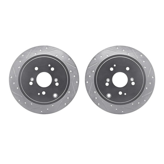 Dynamic Friction Company Rear Brake Rotors-Drilled and Slotted-Silver 7002-59051