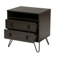 thumbnail image 2 of Baxton Studio Glover Modern and Contemporary Dark Brown Finished Wood and Black-Tone Finished Metal 2-Drawer Nightstand, 2 of 10