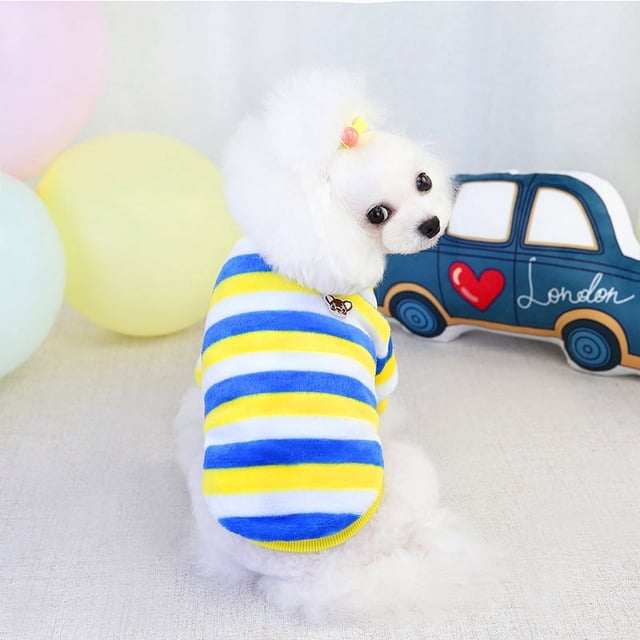 Ropa de forro polar suave para mascotas, chaleco cálido de invierno para perros pequeños, con rayas arcoíris, para cachorros y gatos, abrigos para chihuahuas, caniches y shih tzu.