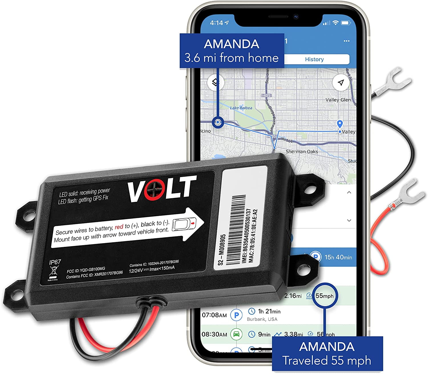 Brickhouse Security 4G LTE GPS Tracker with Realtime Alerts FCC