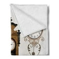 thumbnail image 2 of Clock Soft Flannel Fleece Blanket, Vintage Styled Clocks Arrangement Old Fashioned Pattern in Antique Theme Design, Cozy Plush for Indoor and Outdoor Use, 60" x 80", Umber and Beige, by Ambesonne, 2 of 5