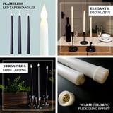 Set Of 3 Flameless LED Taper Candles - 11" Dusty Blue Battery Operated Flickering Candles