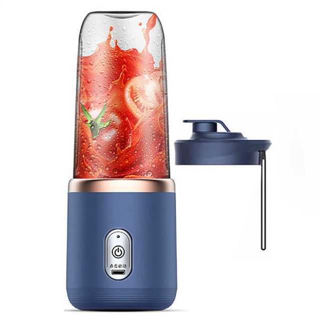 Licuadora portátil de 400 ml, exprimidor de frutas eléctrico con carga USB, taza para exprimir jugos de limón y naranja, licuadora para batidos, color azul A