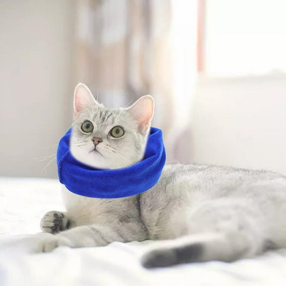 Dog Snood Ear Cute Dog Neck Headwear Dog Ears Neck and Ears Warmer for Grooming Bathing Blow Drying Dog - Blue, S S