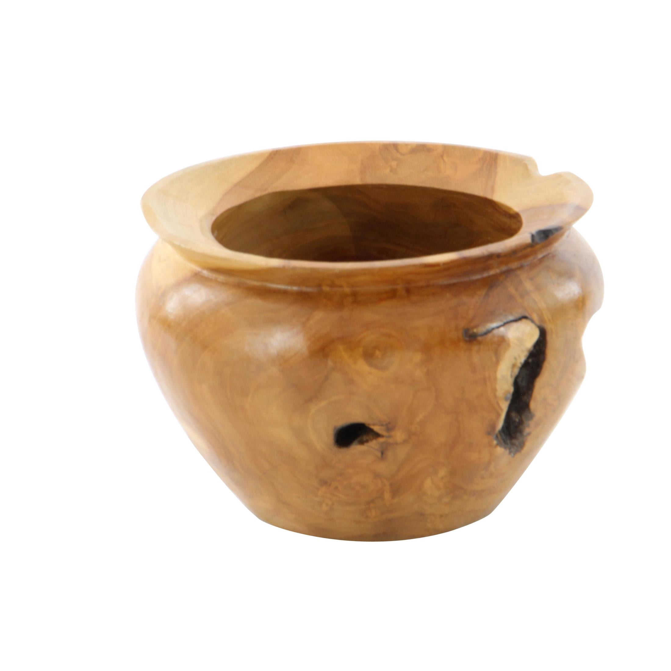 DecMode 9" Handmade Round Live Edge Free Form Brown Teak Wood Decorative Bowl
