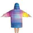 thumbnail image 2 of Colorful Watercolor Stripe Pattern Blanket Hoodies for Kids 6-13YR Oversize Wearable Blanket Hoodies for Boys Girls Teens, 2 of 7
