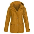 thumbnail image 1 of Pompotops Women Solid Rain Jacket Outdoor Plus Waterproof Hooded Raincoat Windproof Jackets Solid Outwear Clearance, 1 of 4
