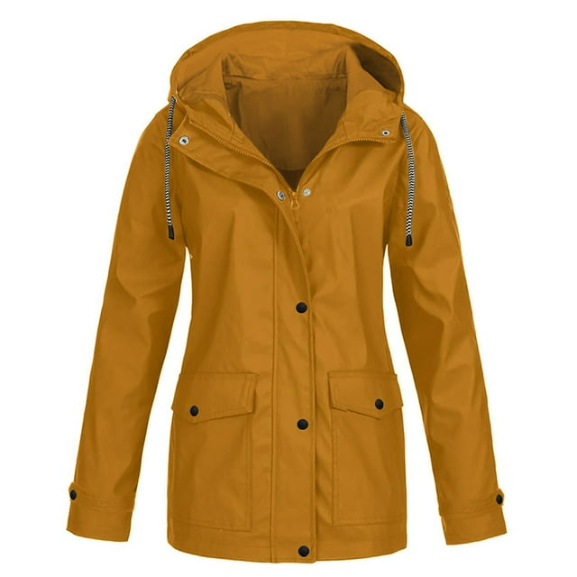 IROINID Manteau Parka Femme Manches Longues Couleur Unie Chandail à Capuchon, Manteau de Pluie Décontracté Extérieur Plus Imperméable Coupe-Vent