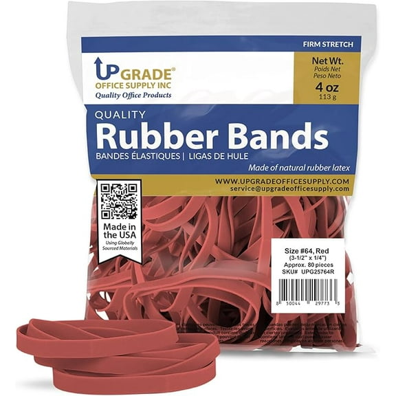 Upgrade Rubber Bands Size 64 Red 1/4 lb Bag Made in USA