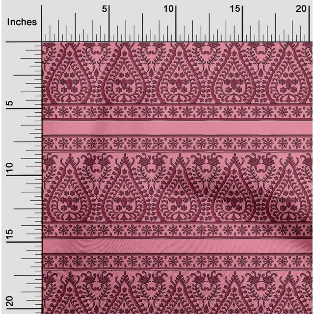 oneOone Georgette Viscose Fabric Stripe|Leaves & Floral Block Decor Fabric Printed BTY 42 Inch Wide