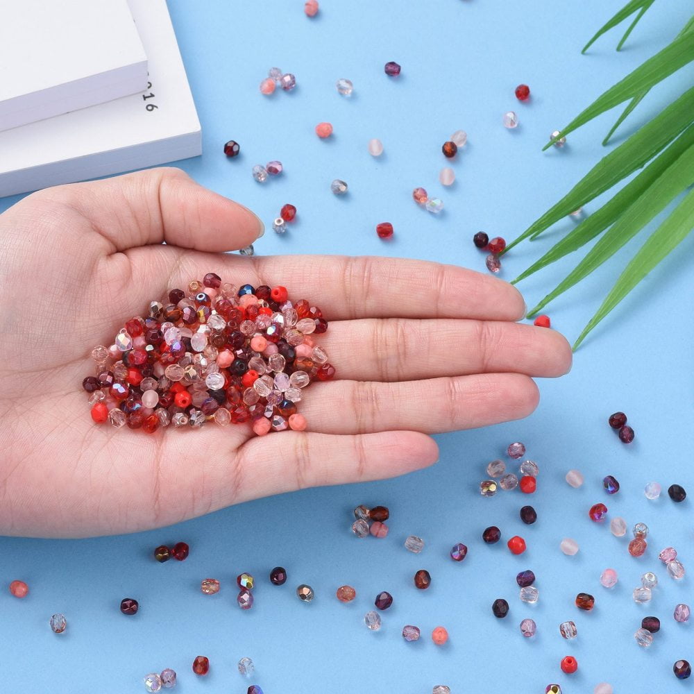 1 bag Fire-polished Czech Glass Beads Drum Mixed color 3x3mm Hole: 0.9mm 1437pcs~1443pcs/bag