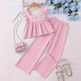 thumbnail image 2 of Kogui Girls Two Piece Set Girls Clothes 2 Piece Outfit T-Shirt Top + Cargo Pants Girls Summer Clothing Set Size 9-10 (Pink,9-10 Years), 2 of 7