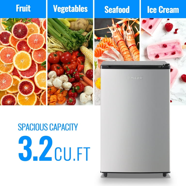  DEMULLER 3.2 Cu.Ft Upright Freezer with 7 Adjustable Thermostat  Stand-up Single Door Compact Freezers Small Freestanding Mini Freezer with  Rapid Cooling Technology for Home Kitchen Dorm Silver : Appliances