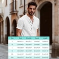 thumbnail image 3 of Gaukiv Men's Shirts Band Collar Short Sleeve Linen Blouses Casual Tops Gray 2XL, 3 of 6