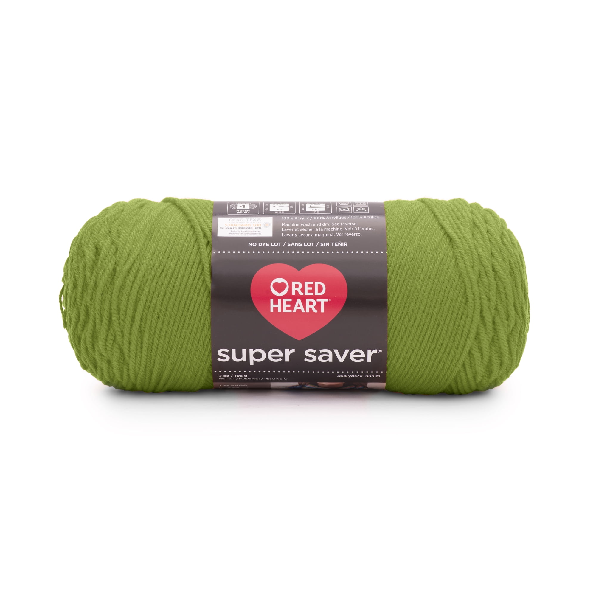 (2 pack) Red Heart® Super Saver® 4 Medium Acrylic Yarn, Citron 7oz/198g, 364 Yards