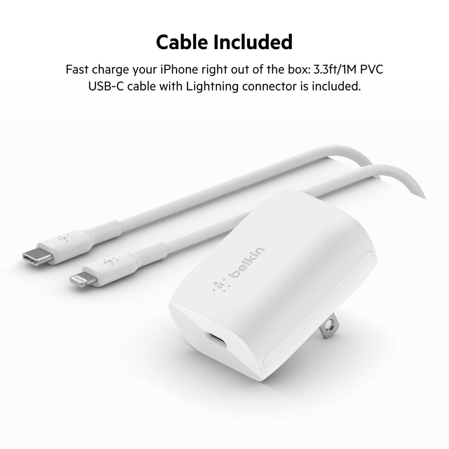 Chargeur USB-C Belkin 20 W avec câble Lightning