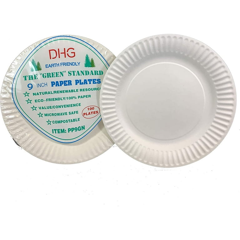 The Green Standard 6-Inch Paper Plates Uncoated, White 100 Plates