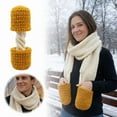 thumbnail image 1 of Bufanda de mozzarella en forma de palito, bufanda de invierno tejida con cuello largo y bolsillos para las manos, regalo de crochet para amantes del queso., 1 of 8