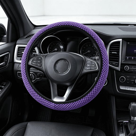 Car Steering Wheel Cover, Microfiber Leather 14.5-15 Inch Anti-Slip Breathable Auto Steering Wheel Covers for Men Women
