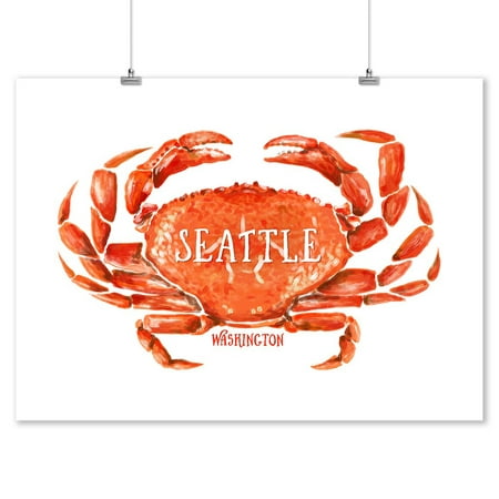 Seattle, Washington - Dungeness Crab - Watercolor - Lantern Press Artwork (9x12 Art Print, Wall Decor Travel