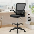 thumbnail image 3 of Giantex Chaise de Dessin Ergonomique, Chaise de Bureau Haute Réglable avec Accoudoirs Rabattables, Support Lombaire, Anneau Repose-Pieds Humanisé, Coussin Doux, Design Pivotant à 360°, Tissu en Maille Respirant, pour Bureau à Domicile, 3 of 8