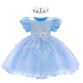thumbnail image 1 of Vestido para niñas pequeñas, cuentas clavadas, estampado de copos de nieve, disfraz de princesa para niños, fiesta de cumpleaños, vestidos tutú de tul para boda, vestido de noche 18-24M (etiqueta 90) Gao Jinjia LED, 1 of 2