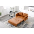 thumbnail image 3 of Convertible Sofa Bed, Modern PU Leather Loveseat Sleeper Sofa Couch with Pull Out Bed, Leisure Futon Sofa Bed with Headboard, 2 Pillows & Side Pockets for Living Room Bedroom Apartment, Brown, 3 of 7