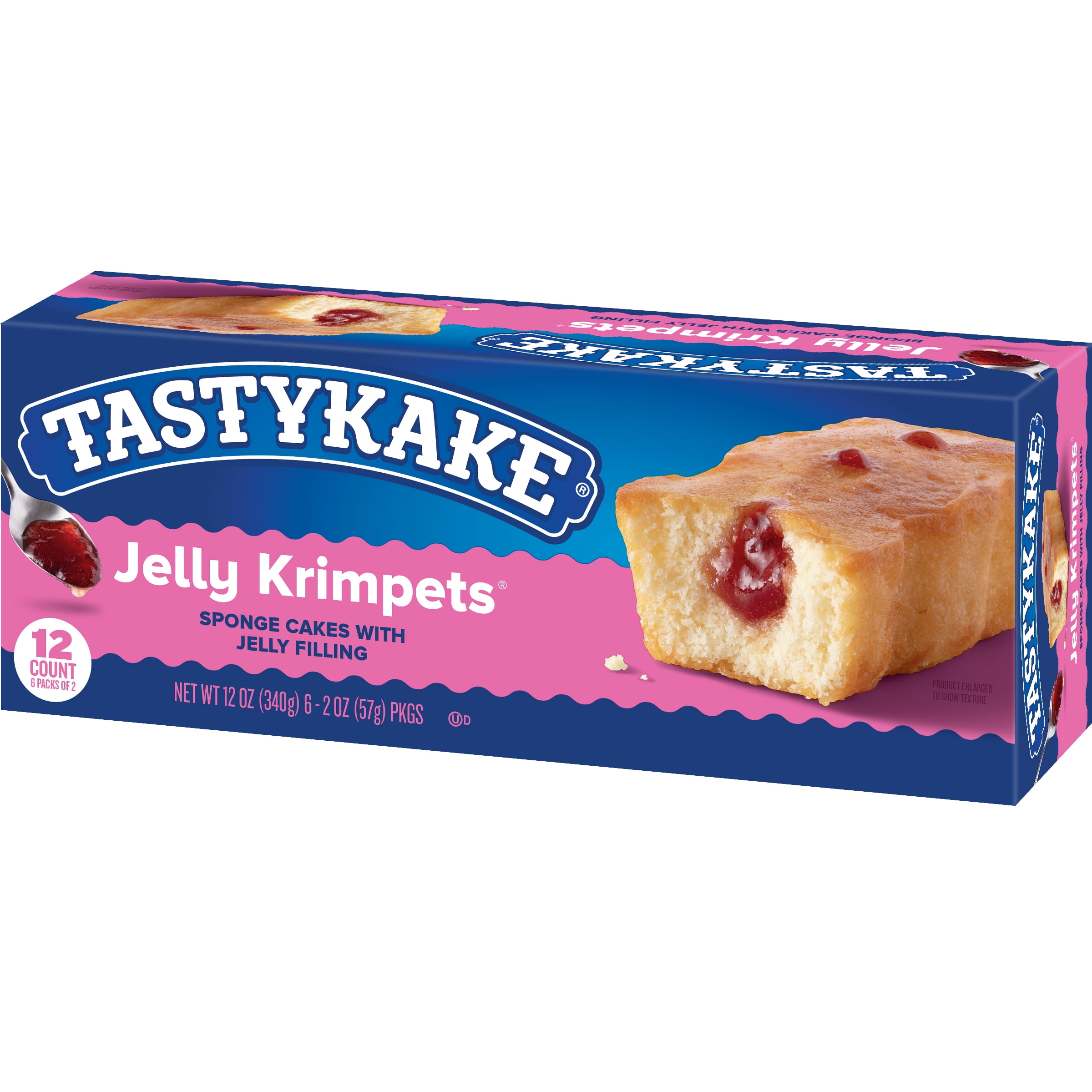 Tastykake Jelly Krimpets, 12 Count, 6 Packs of 2 Jelly Filled Snack Cakes