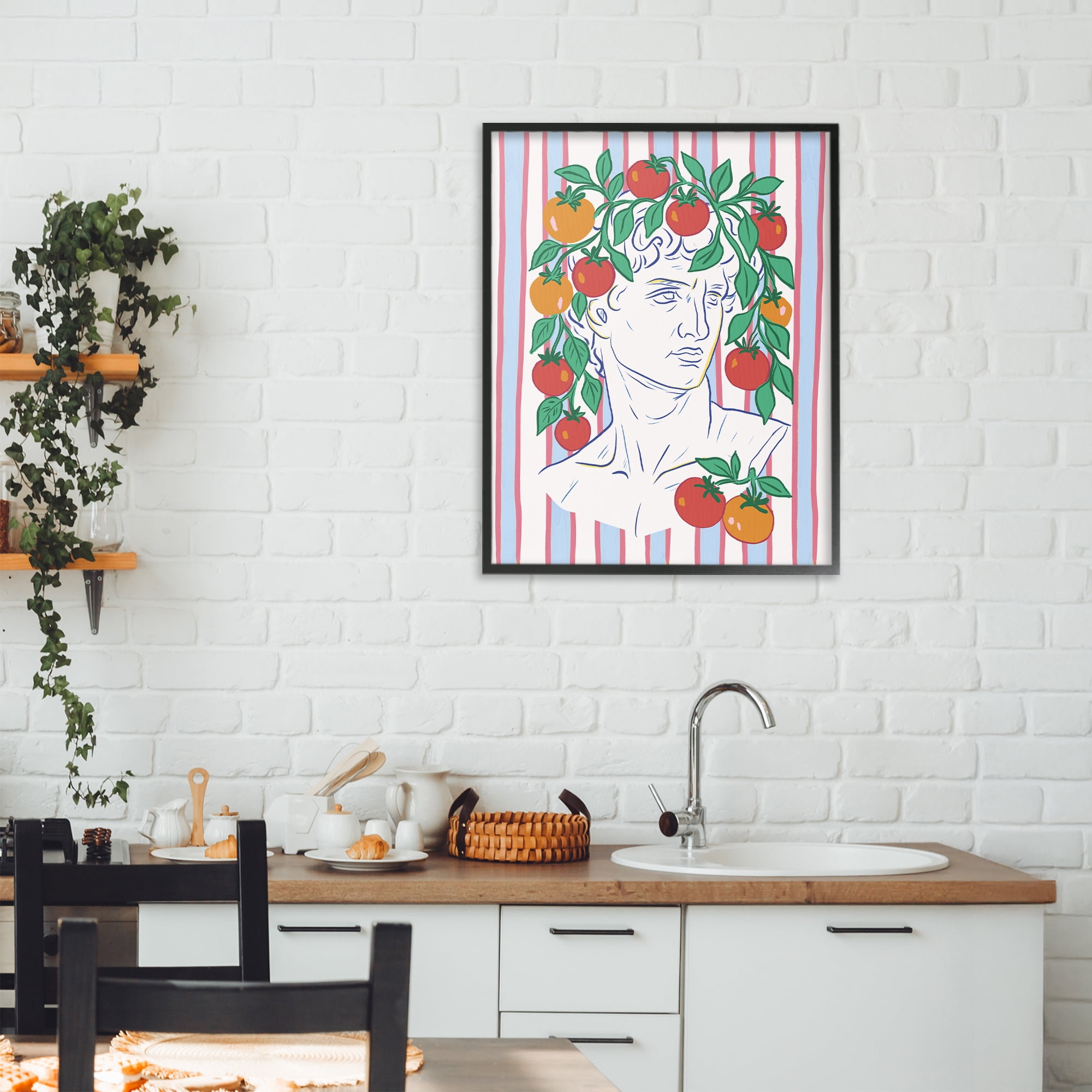 Stupell Industries La Rossa Sculpture Face Black Framed Giclee Art, design by Radhika Modi
