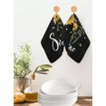 thumbnail image 2 of Yellow Sunflower Kitchen Dish Towels for Drying Dishes Set of 4, Summer Flower Bee Sunshine Black Waffle Weave Microfiber Hand Tea Bathroom Towels Quick Dry & Absorbent Towel 12x12, 2 of 7