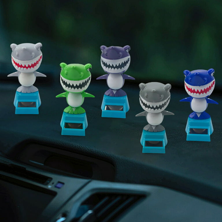 EUBUY 2pcs Solar Dancing Shark Toys Shaking Shark Dashboard Ornament for  Car Office Desk Home Decor Gray 